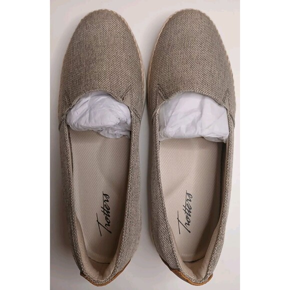 Trotters 8.5 WW Accent Comfort Slip-on Canvas Loafer Sage Leather & Jute - Picture 3 of 16